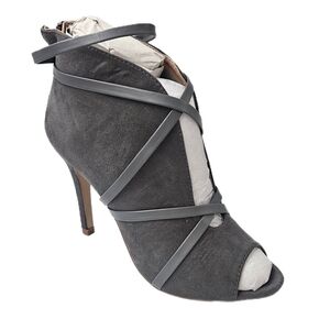 Journee Collection Samara Peep Toe Stiletto Bootie Grey Womens Size 7 NWT